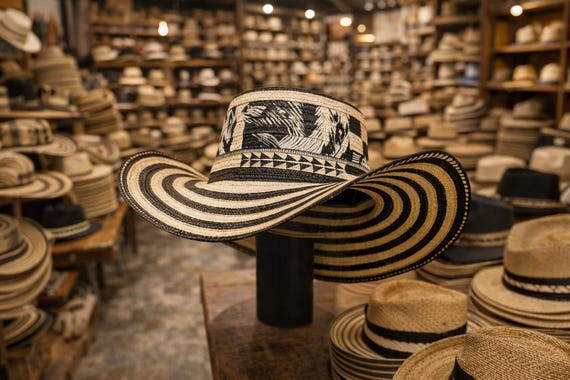 Handmade Colombian Vueltiao Hat | Caña Flecha Fiber, Black  display picture 1