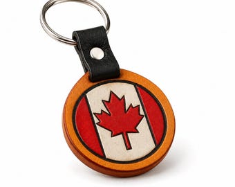 Llavero de cuero hecho a mano "Oh Canada" – Orgullosamente canadiense