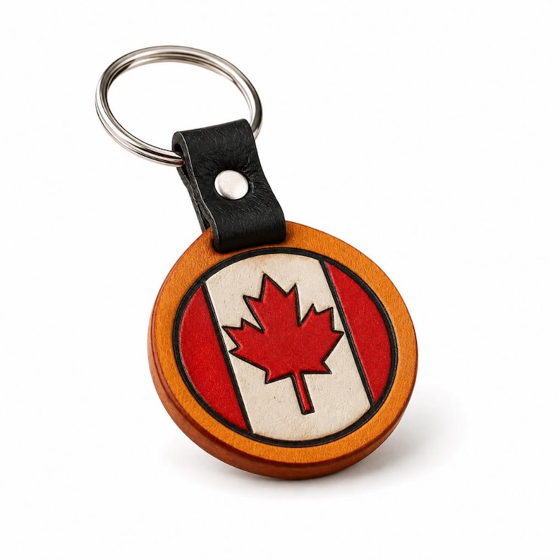 Handmade Leather "Oh Canada" Keychain – Proudly Canadian