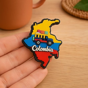 Colombian Map Fridge Magnet with Cultural Icons – Coffee, Chiva, Parrot, Symbols image 16
