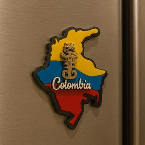 Colombian Map Fridge Magnet with Cultural Icons – Coffee, Chiva, Parrot, Symbols image 7