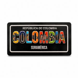 Mini Imán de Matrícula de Colombia 5×3 cm / Recuerdo República de Colombia