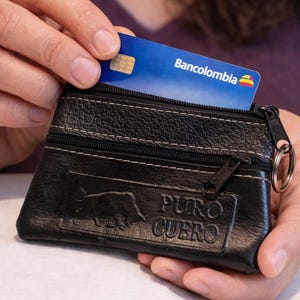 Handmade Colombian Leather Coin Pouch | Rustic Artisan Keychain Wallet