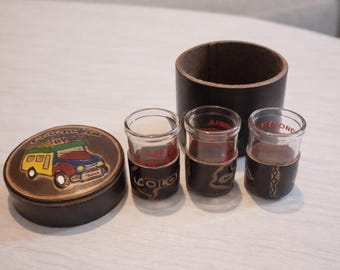 Set of 3 Handmade Shot Glasses with Leather Case and Lid – Colombian Design