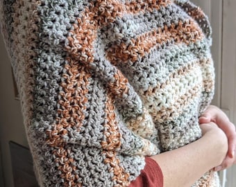 Unisex Crochet Shawl Pattern for Charity | DIGITAL PDF DOWNLOAD | crochet shawl for men, women, hospice patients | prayer shawl | neutral