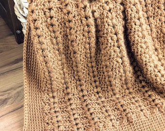 Harvest Stitch Crochet Baby Blanket Pattern | DIGITAL PDF DOWNLOAD | easy one-row repeat baby blanket to make, gold blanket, gender neutral