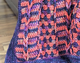 Midnight Sunset Crochet Baby Blanket Pattern | DIGITAL PDF DOWNLOAD | colorful baby blanket, Halloween baby blanket ideas, textural blanket