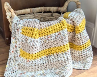 Mini Waffle Stitch Crochet Baby Blanket Pattern | DIGITAL PDF DOWNLOAD | one-row repeat, gender neutral, medium weight cotton yarn, textural