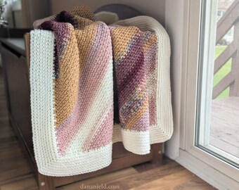 C2C Moss Stitch Crochet Baby Blanket Pattern | DIGITAL PDF DOWNLOAD | worsted weight, one-row repeat stashbuster, corner to corner, linen st