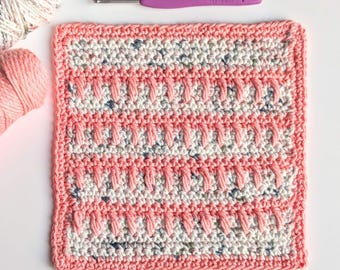 Caramel Stitch Blanket Square or Dishcloth Crochet Pattern | DIGITAL PDF DOWNLOAD | 8 inches, 2 colors, textural