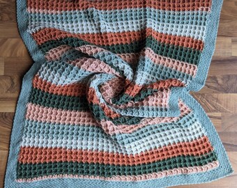 Waffle Stitch Crochet Baby Blanket Pattern With a Moss Stitch