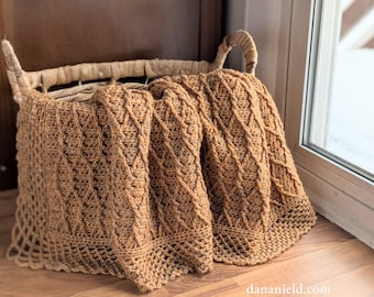 Golden Trellis Crochet Baby Blanket Pattern | DIGITAL PDF DOWNLOAD | gender neutral, crocheted cables, heirloom, timeless, dk weight 3 yarn