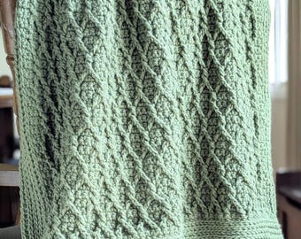 Olive Lattice Pound of Love Crochet Baby Blanket Pattern | DIGITAL PDF DOWNLOAD | one pound skein of yarn, green, gender neutral, heirloom