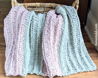 Last-Minute Christmas Crochet Baby Blanket Pattern | DIGITAL PDF DOWNLOAD | super bulky pattern, blanket yarn, two skeins, beginner-friendly
