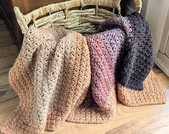 Striped Suzette Stitch Crochet Baby Blanket Pattern | DIGITAL PDF DOWNLOAD | one-row repeat, beginner-friendly, gender neutral