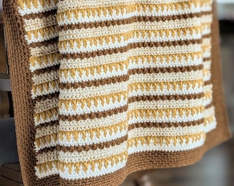Caramel Coffee Crochet Baby Blanket Pattern | DIGITAL PDF DOWNLOAD | cotton yarn baby blanket, textural crochet blanket, gender neutral