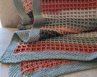 Waffle Stitch Crochet Baby Blanket Pattern with a Moss Stitch Border | DIGITAL PDF DOWNLOAD | Easy Crochet Baby Blanket | Gender Neutral