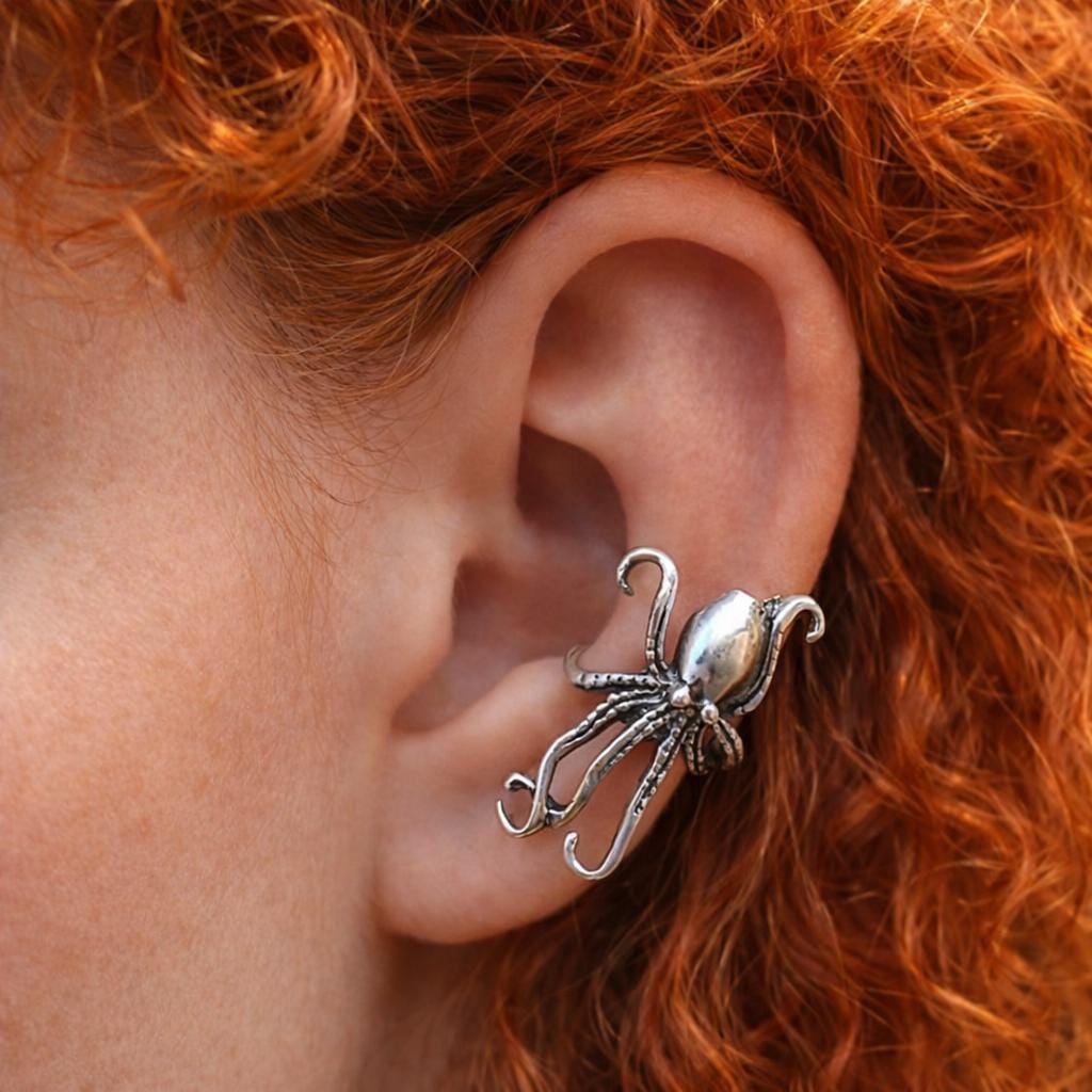 Octopus Ear Cuff - Silver or Gold No Piercing Earring, Ocean Animal Ear…