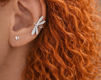 Dragonfly earring clip silver gold ear cuff copper retro punk funny party