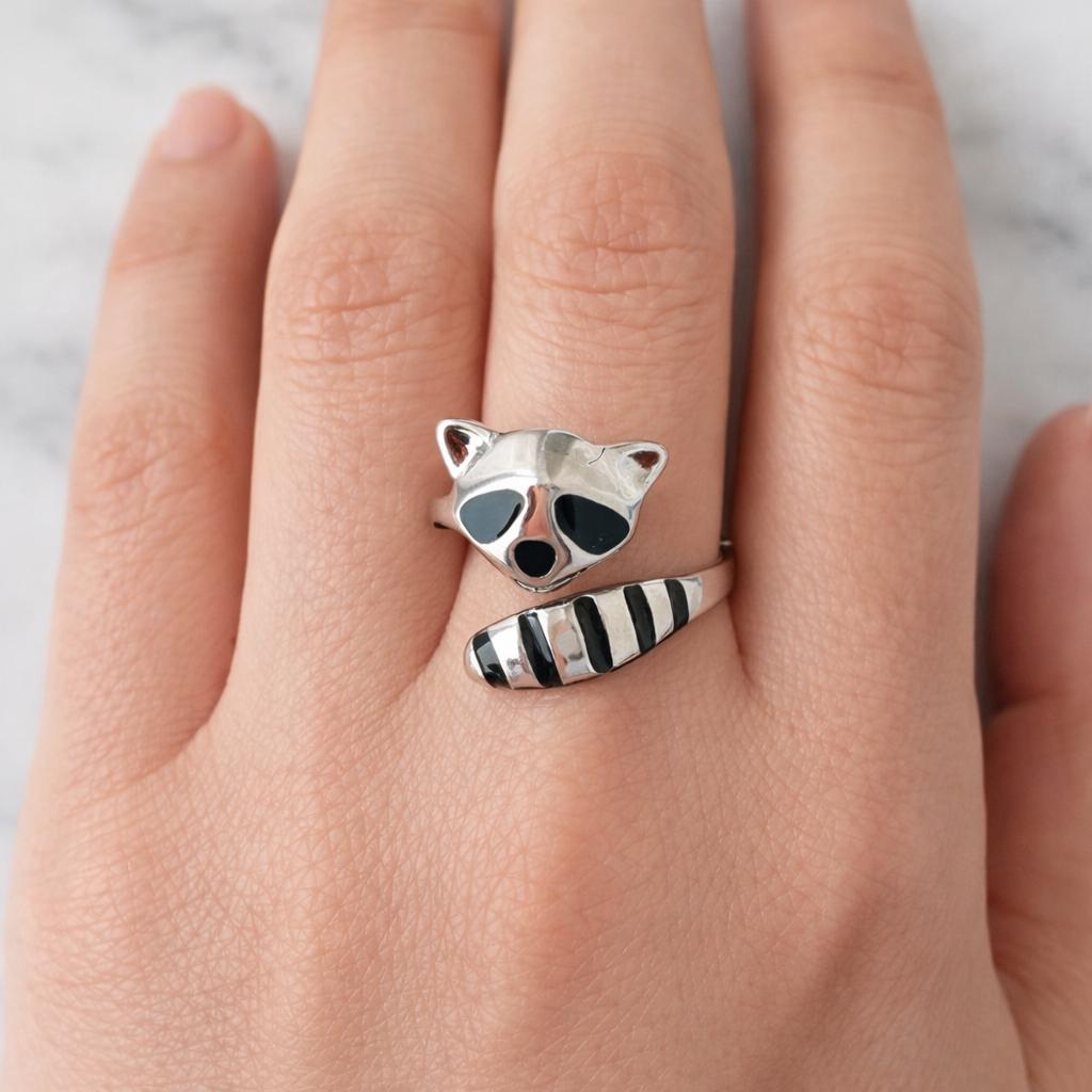 1pz autentico argento sterling 925 anello da do procione smaltato