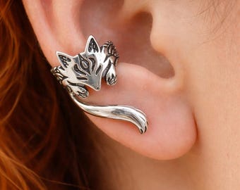 Fox Ear Cuff – Silver No Piercing Earring, Cute Animal Ear Clip, Woodland Jewelry Gift for Her Whimsy Cat