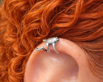 Kikkerclip oorbel zilver goud oormanchet koper retro punk grappig feest