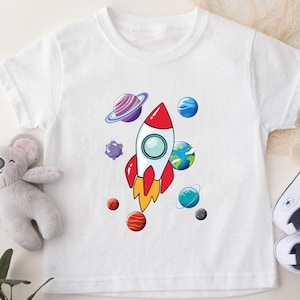 Spaceship And Planets Shirt, Space Lover Shirt, Space Lover Gift, Cute Space Shirt, Birthday Gift, Space Lover Kid Shirt, Toddler Boy Shirt