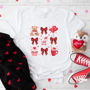 Coquette Valentine Heart Bow T-Shirt, Retro Valentine Shirt, Valentines Day Bow Shirt, Coquette Bow T-Shirt, Bow Valentine Gifts