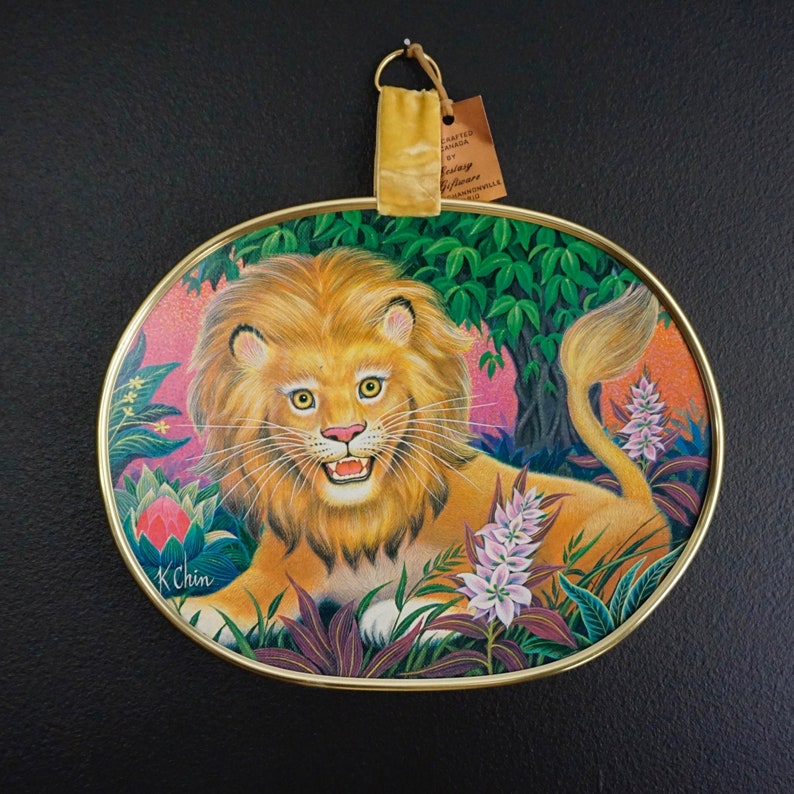Vintage Lion hanging print K Chin artwork by Ecstasy Giftware image 1