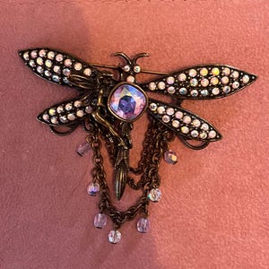 Dragonfly & Fairy Brooch signed by Kirks Folly