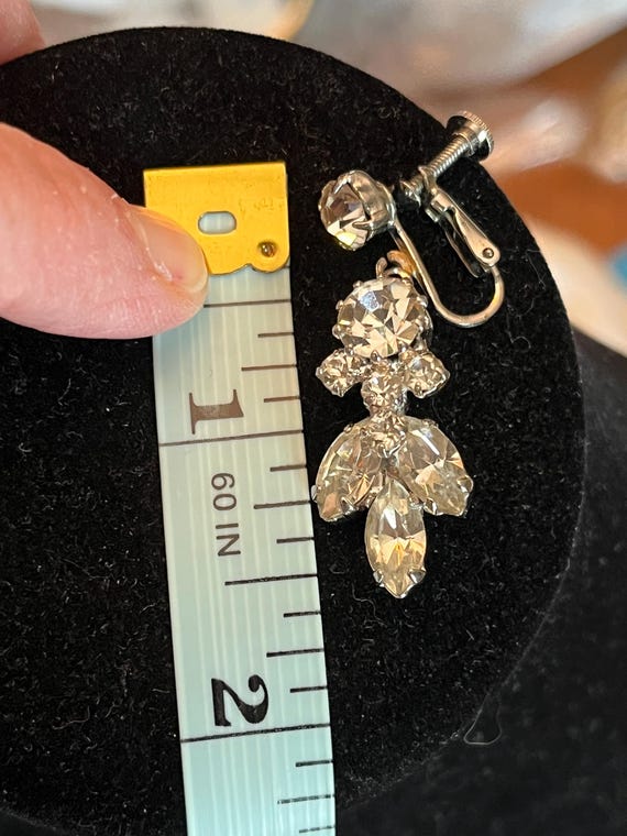 Rhinestone Screw Back Dangle Earrings - image 4