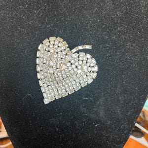 Rhinestone Heart Brooch