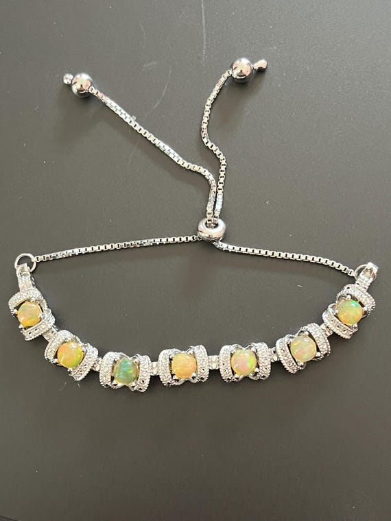 Adjustable Opal and Silver Bracelet - image 1