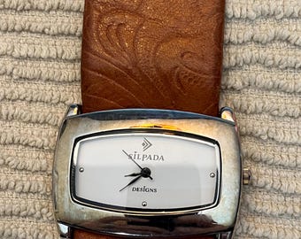 Silpada Designs Square Face Watch Silver Tone Date Brown  display picture 1