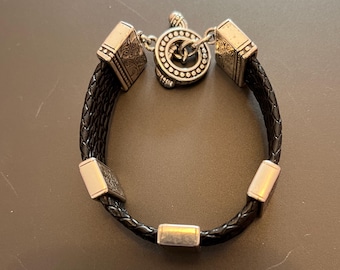 Brighton Black Leather Bracelet