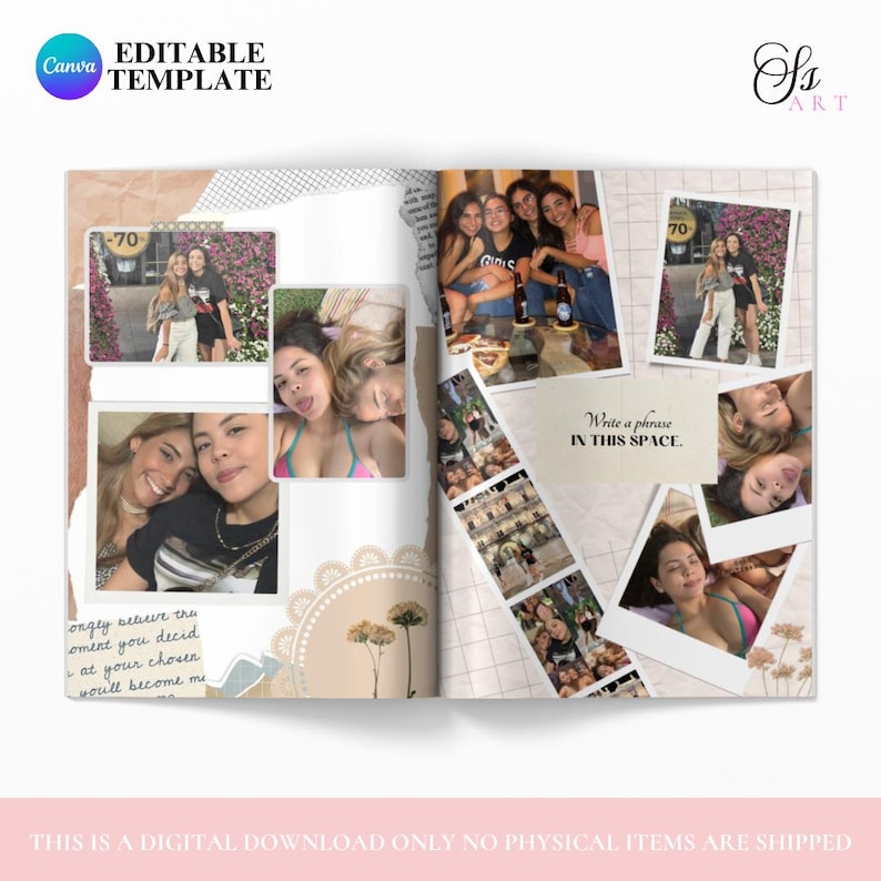 Best Friends Photo Album Canva Template, Customizable Scrapbook ...