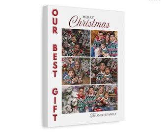 Christmas Family Photo Collage Template, Personalized Gift (Digital Download)