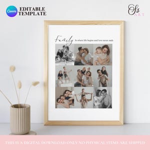 Collage de Fotos Familiar Personalizable Plantilla Editable en Canva Descarga Digital Perfecta para Decoración y Regalos Familiares