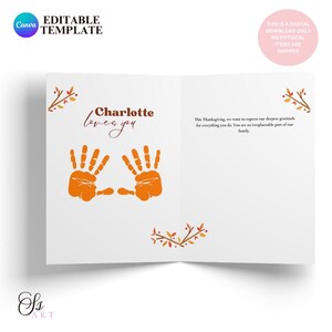 Carte de remerciement nounou Thanksgiving Modèle canva modifiable Téléchargement numérique personnalisable Impression à la main Cadeau de remerciement pour carte de baby-sitter