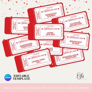 Love Coupon Book Template on Canva Custom Valentine&#39;s Day Gift Editable Vouchers Personalized Gift for Boyfriend and Girlfriend Printable