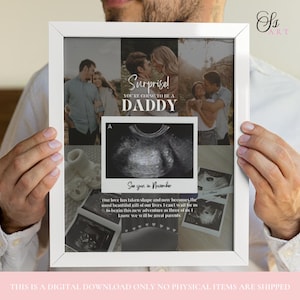 Sorpresa: diventerai papà. Annuncio di gravidanza. Collage di foto modificabili per la paternità. Regalo personalizzato per compleanno e festa del papà.
