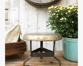 Metal milking stool, step stool, home decor, rustic, farm stool, primitive, plant stand, foot rest, photo prop