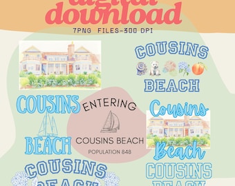 Cousins Beach Shirt Designs, TSITP Digital Download (7 PNG)