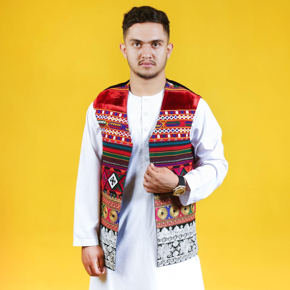 Afghan Mens Traditional Velvet Waistcoat With Charma Embroidery ...
