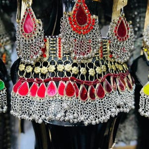 Heritage Adorned: Afghan Handmade Jewelry of Timeless Elegance - Choker Multicolor Necklace, Handmade Jewelry, Afghani Vintage Kuchi Choker