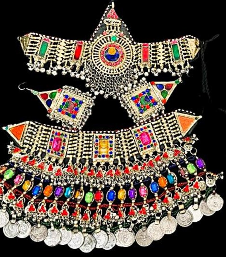 Barode African Statement Jewelry Set – Colorful Beaded Choker Necklace & Earrings Tribal Set - View #4