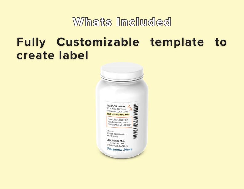 Editable Prescription Label Template Editable RX Printable Pill Bottle Label Canva Template ...