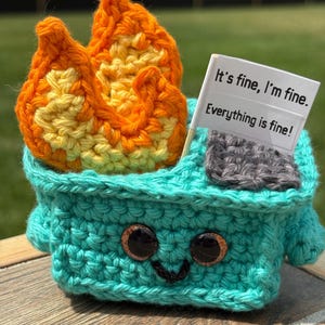 Dave the Dumpster Fire - Crochet - Amigurumi - Desk Decor - Work Humor
