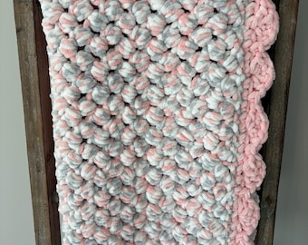 Puff Stitch Crochet Baby Blanket - Handmade - Nursery Decor - Shower Gift - Neutral