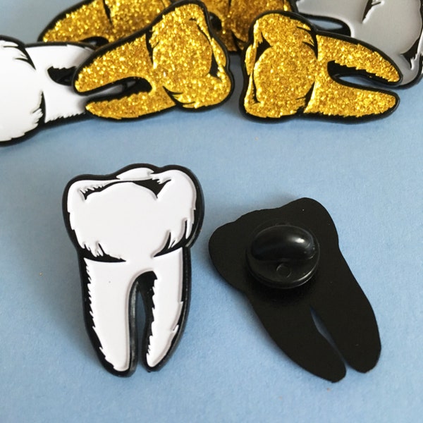 Glow in the Dark Tooth Enamel Pin - Halloween Pins, Spooky Brooch, Lapel Pin, Flair, Tie Pin, halloween jewellery, Goth Pin, Horror Theme